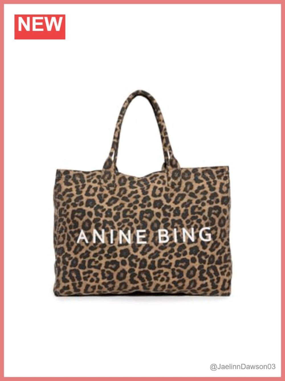 ANINE BING Canvas Tote - Leopard Print, Logo Lettering, Handbag